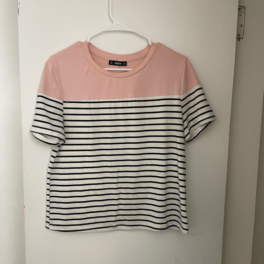 Color black striped T-shirt